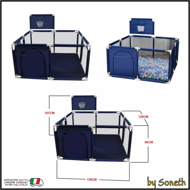 Recinto Box Per Bimbo Bambini Con Porta Di Ingresso E Canestro