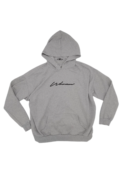 Boohoo Jumper UK 22 Grey Women's Hooded Slogan Logo Hoodie Casual Loungewear