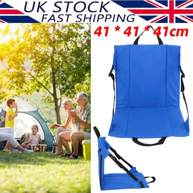 Outdoor Folding Chair Stadium Seat with Backrest Portable Camping Hiking Beach