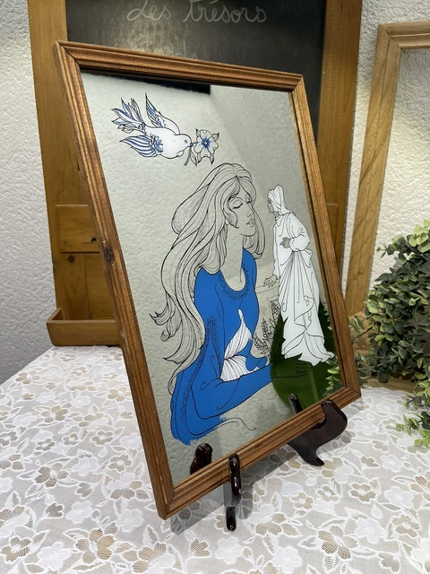 Étoile Miroir Mural Doré Patiné à 10 Facettes - Diamètre 18 Cm - Effet Grossissant - Bon état