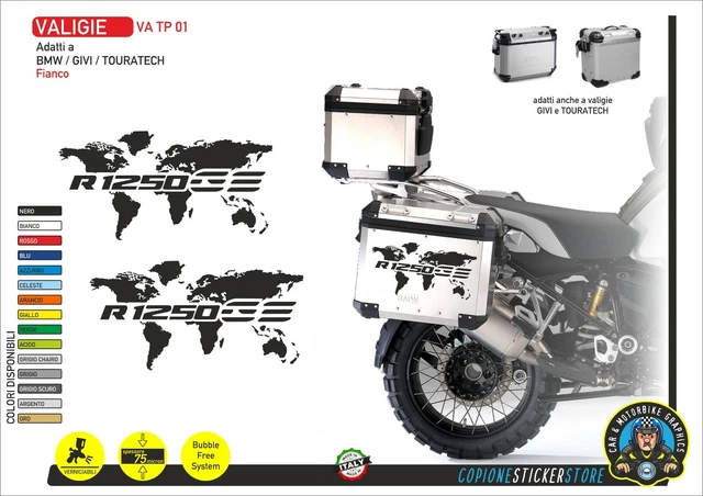 2pcs Adhésif R1250GS Adventure Compatible Avec Les Motos Motorrad R1250 GS R 1250 HP Touratech Y GIVI Trekker Outback 37L 48L (Yellow