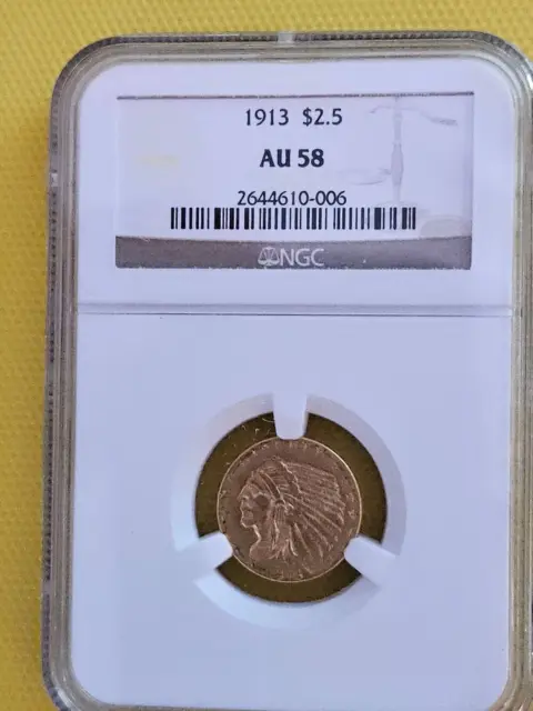 1913 Gold Quarter Eagle  - Indian  NGC AU58