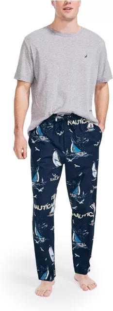 Nautica mens Soft Woven 100% Cotton Elastic Waistband Sleep Pajama Pant 2