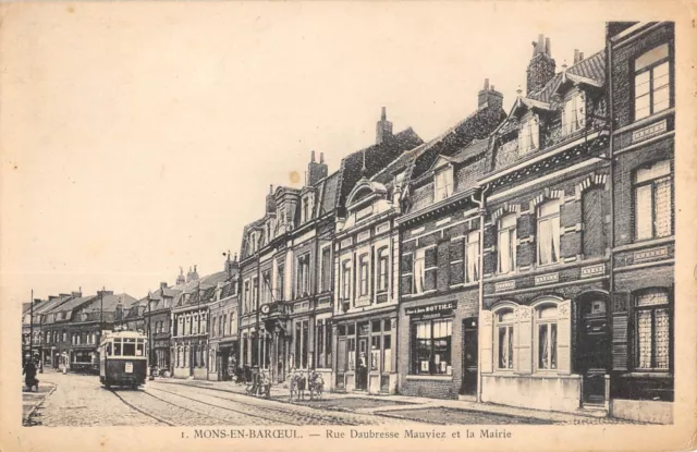 Cpa 59 Mons En Baroeul Rue Daubresse Mauviez Et La Mairie