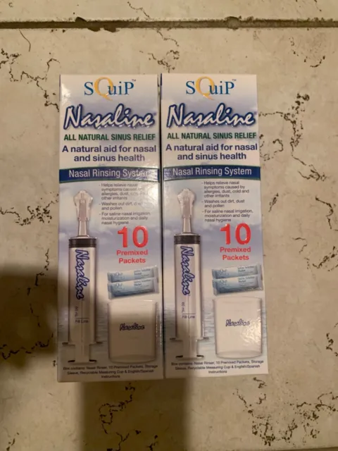 Nasaline SQuiP (2) TWO syringes with premixed packets NEW NeilMed Nasal rinse