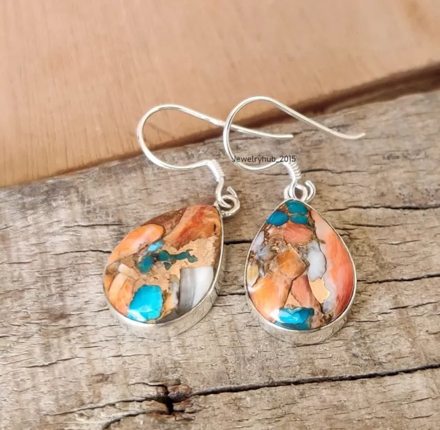 Oyster Copper Turquoise Earring 925 Sterling Silver Handmade Dangle MO5127 3