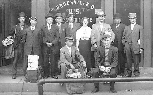 US Post Office Workers Brookville Ohio OH Reprint Postcard