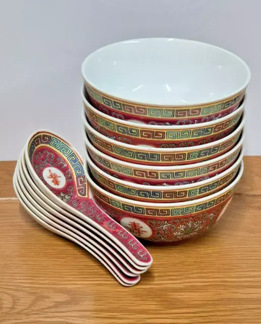 Ramen Bowl Set, Japanese Soup Bowl with Spoon x6