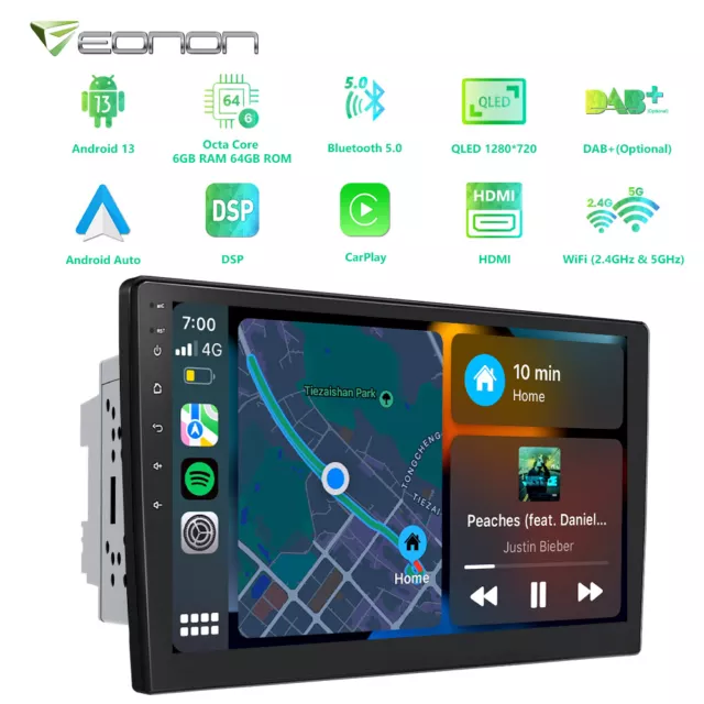 Double 2 Din Android 13 8-Core Car Stereo Radio GPS Bluetooth 10.1" Touch Screen