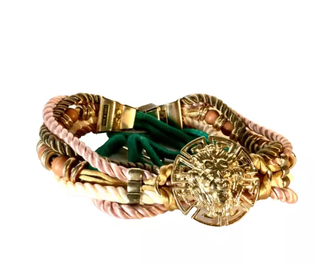 Lions Head Belt 80s Boho Cord Rope Green, Rose, Gold, Beige Knotted Bohemian