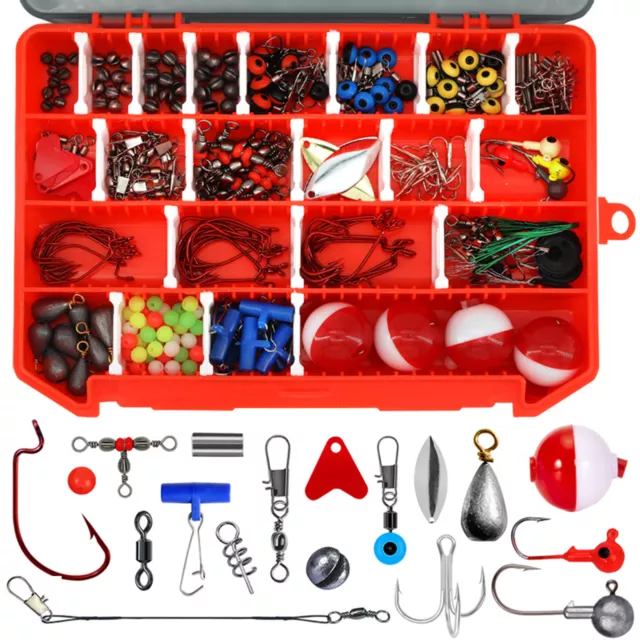 263pcs Fishing Accessories Kit Fishing Tackle Kit Swivels Hooks Split Shots N5E9