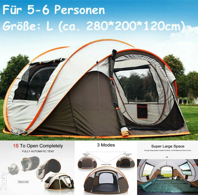 ZELT 5 6 PERSONEN Campingzelt Pop up Automatik Sekundenzelt Wurfzelt zelt-5-6-personen-campingzelt-pop-up-automatik-sekundenzelt-wurfzelt