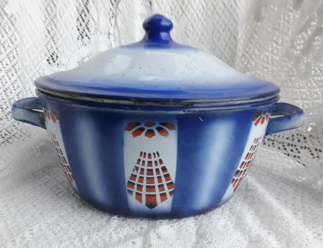 Cocotte En Tôle émaillée Vintage Rouge – Faitout Marmite Française – 19 Cm, Occasion