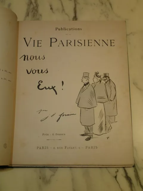 1893 VIE PARISIENNE IN- Folio CARICATURE HUMOUR FORAIN Dessins Paris Seine ED OR 3