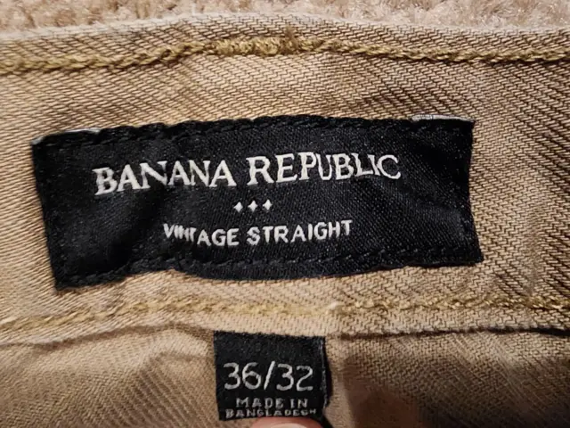 Banana Republic Vintage Straight Fit 5-Pocket Khaki Pants, Size 36x32, Khaki