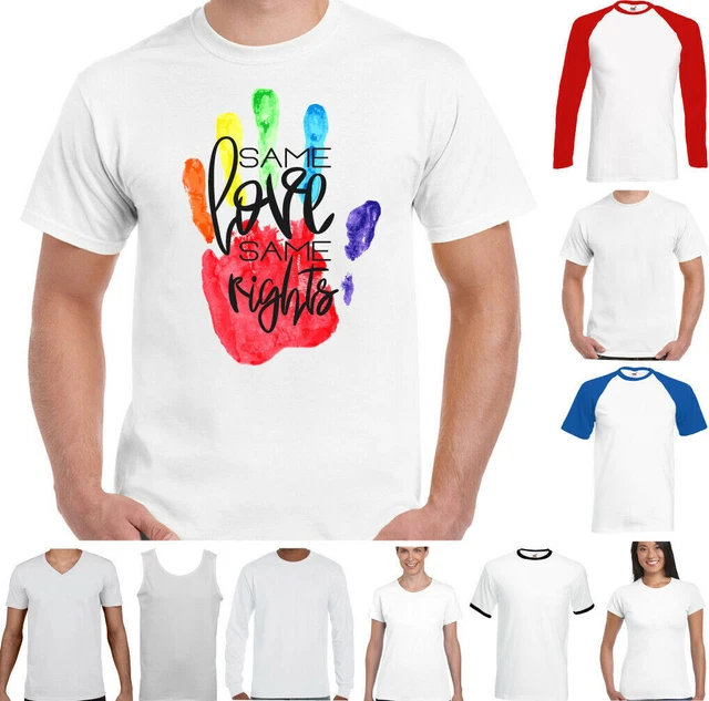 Lgbt T-Shirt Uomo Same Love Gay Pride Lesbico Top Neon Colori Arcobaleno Top Tee