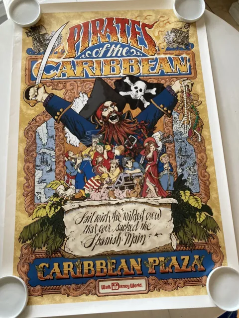 Walt Disney World Pirates of Caribbean / Plaza Poster Lithograph 24x36