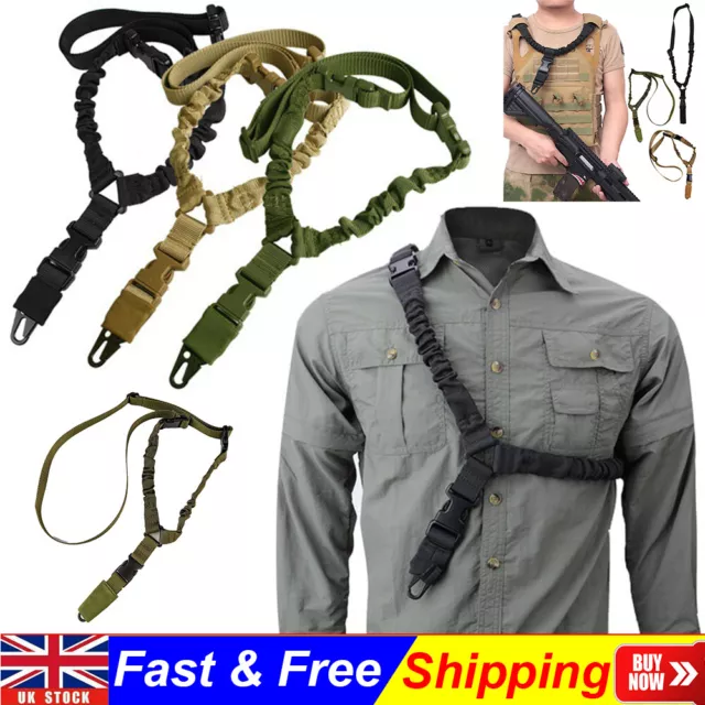 Nylon Tactical Single Point Rifle Sling Bungee Airsoft AEG Gun Adjustable Strap