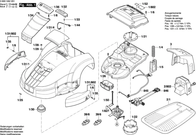 Bosch Indego 1300 Autonomer Rasenmäher original Ersatzteile Liste  3600HA2201
