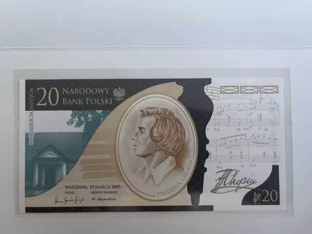 Poland 20 Zlotych 2009 (2010) Year P-181 UNC Commemorative With Folder Chopen