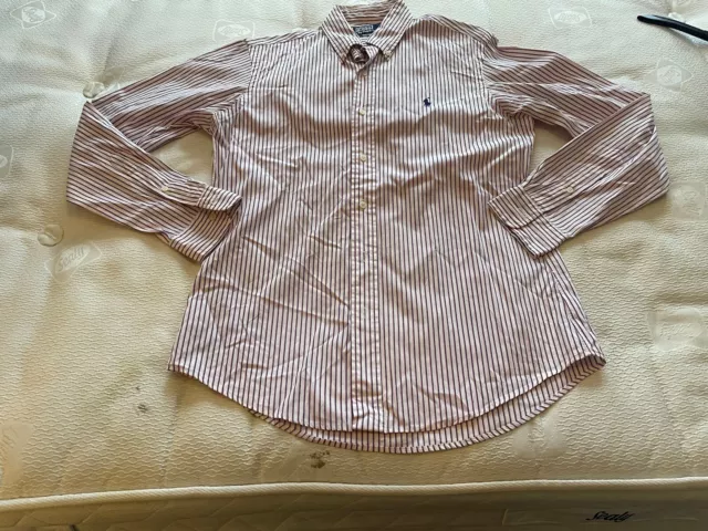 Medium Polo Ralph Lauren Pink Pinstripe Long Sleeve Shirt ..