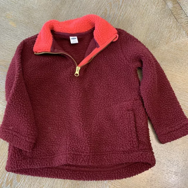 Old Navy Size XS 5T Fleece Jacket Pullover 1/4 Zip Girls Kids Burgundy
