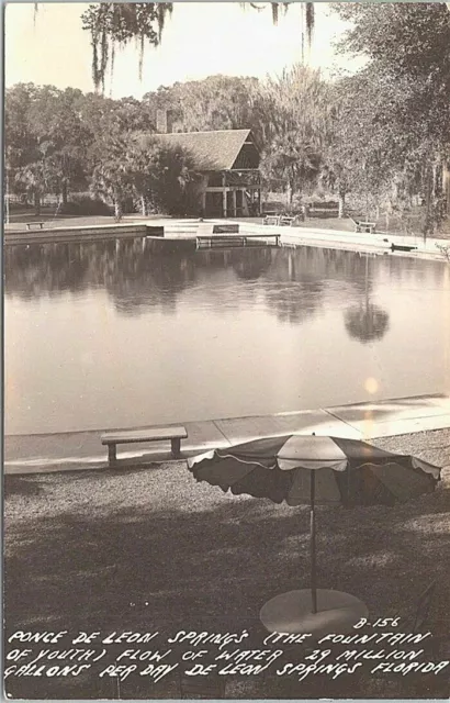 RPPC De Leon Springs FL Fountain of Youth Swimming Pool 1930s