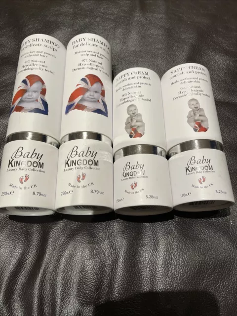 Baby Kingdom Shampoo Scalp Hair Daily Skin 100% Natural X 2 & Nappy Cream X 2