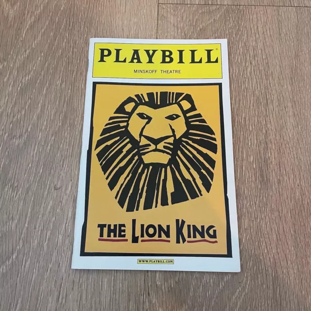 The Lion King Broadway Musical Theatre Playbill! Disney Musical!