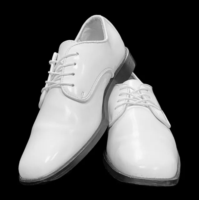 Men's White Tuxedo Dress Shoes Faux Patent Leather Wedding Prom Size 13