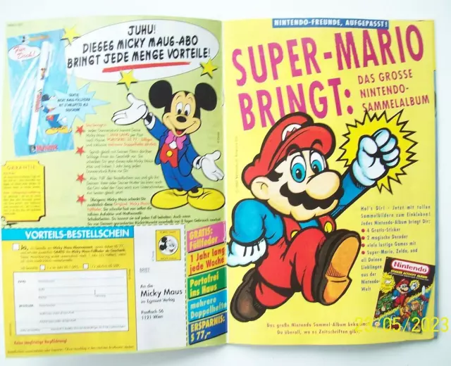 Micky Maus Heft 19/1992 mit Beilage + Nintendo/Haribo Werbung + Bestell- + SK