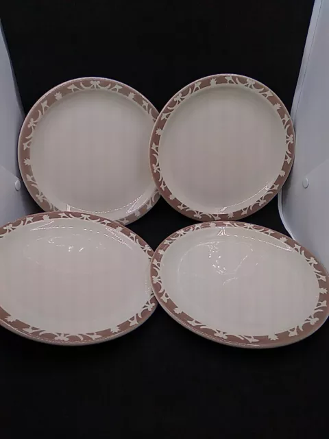 Vtg restaurant ware Nutmeg Floral Motif 9" Syracuse China 95J USA  set 4 plates