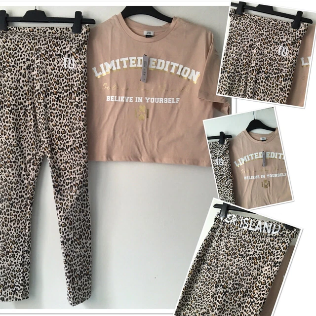 River island girls fashion leopard leggings exc u & new tags boxy top 9-10 years