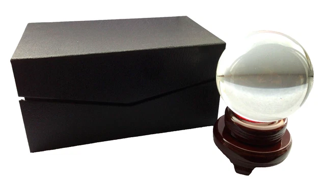Boule De Cristal 10cm Esoas Avec Support Bois - Cristallomancie Voyance + Guide PDF