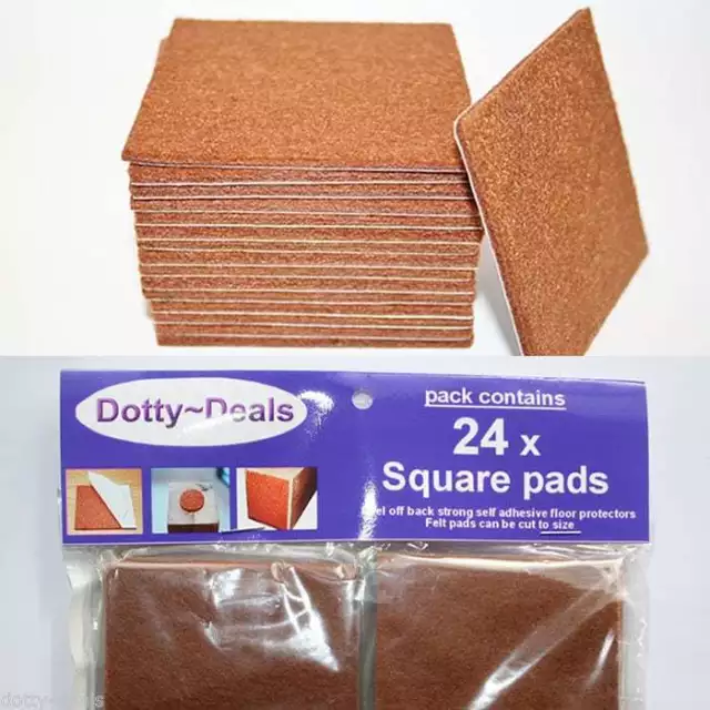 Felt Self Adhesive Pads Protects Wood Vinyl Laminate Floors Square Pack 24SQ