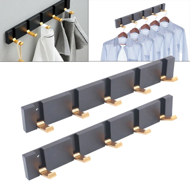 Key Coat Clothes Hat Towel Rack Wall Mounted Hanger with 5 Hooks 2PCS Bathroom 3