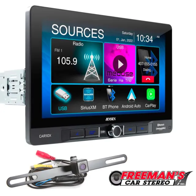 Jensen CAR110X 10.1″ Receiver with Apple CarPlay and Android Auto + BUCAM350