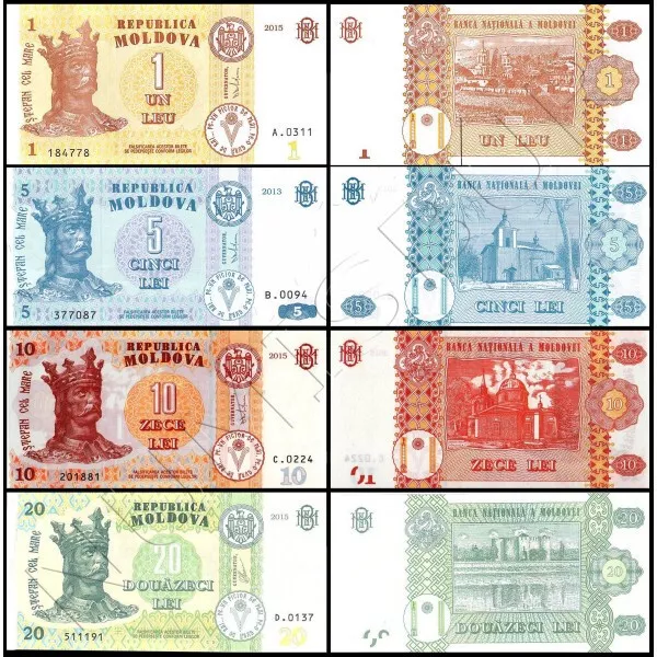 Serie MOLDAVIA 2013 - 2022 - 4 billetes calidad Sin circular