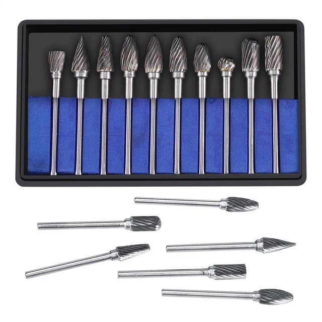 10pcs Tungsten Carbide Steel Files Burr Set 3mm Shank 6mm Cutting GL