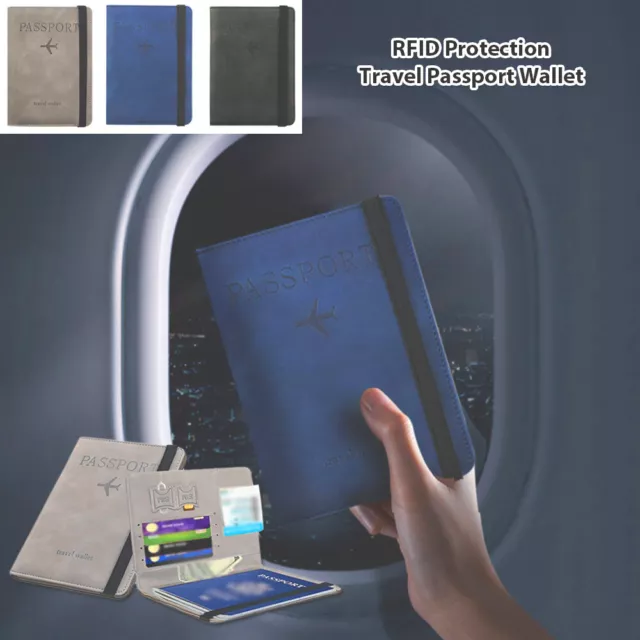 Travel Passport ID Wallet Holder Cover RFID Blocking Card Case Cover Leather U/k
