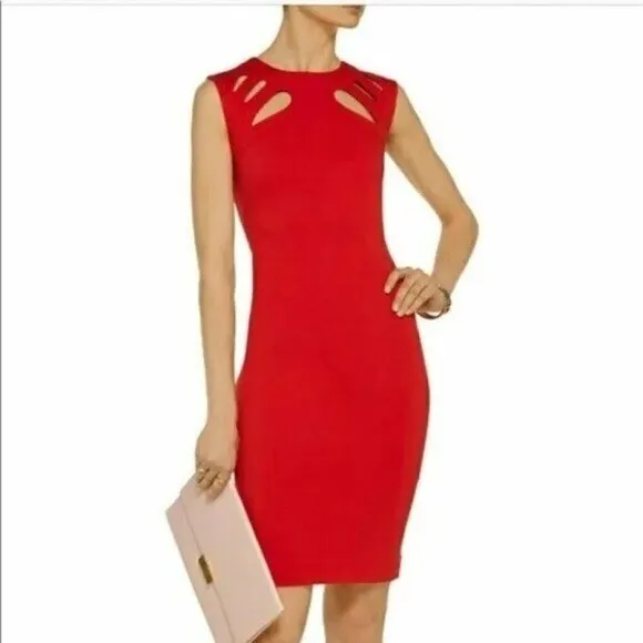 DIANE VON FURSTENBERG Sidra Cutout Midi Dress in Red Size 4