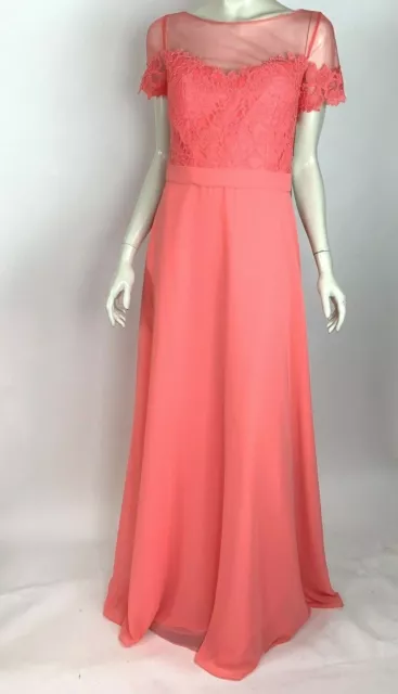 Mori Lee Madeline Gardner 124 Lace Chiffon Bridesmaid Prom Dress Women 12 NWT