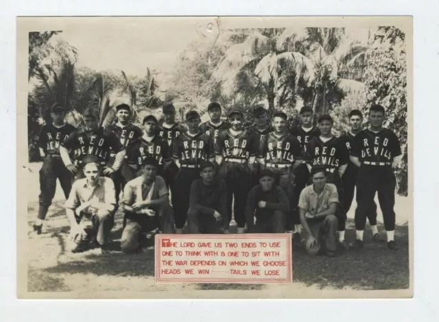 fantastic WWII 1942 RARE Vintage Photo Pearl Harbor Red Devils Baseball Rare