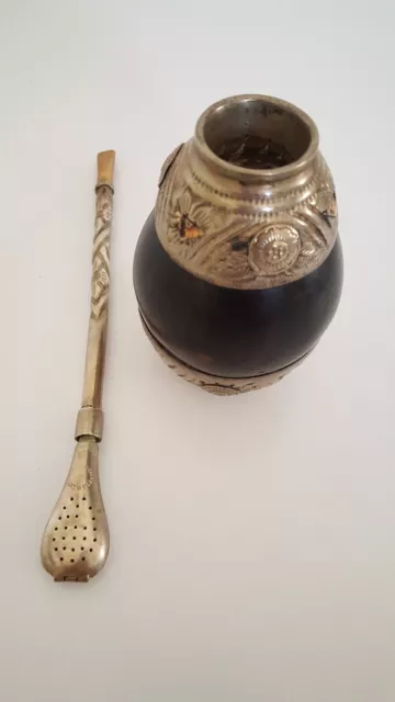 altes Tea Gourd Bombilla Argentina Tee Zubehör Pla Metal  Gefäß old