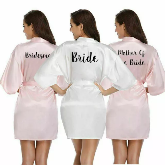 Personalised Bridesmaid Gown V Neck Kimono Wedding Satin Bride Pyjamas Robe