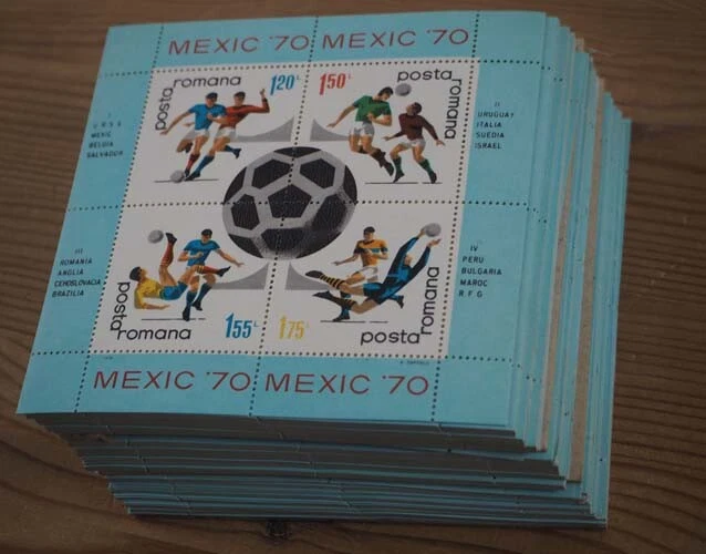 1970 Rumänien; 300 Blocks Fußball-WM, postfrisch/MNH, Bl. 75, ME 900,-