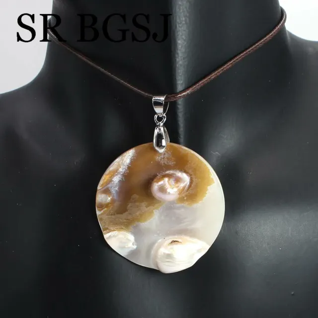 Ostra perla natural en forma de moneda para joyería colgante carcasa cuentas madre perla