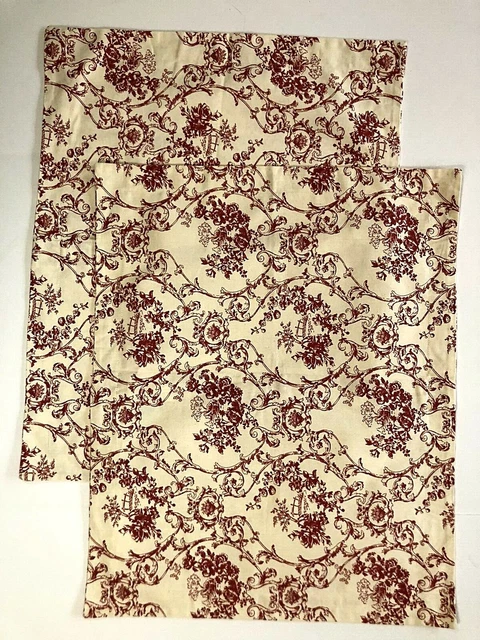 NEW 2 Mario & Marielena STANDARD Pillow Shams Red Ivory Asian Bridges Toile