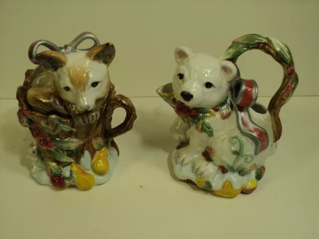 Fitz and Floyd Classics, Enchanted Holiday Creamer, Sugar. Fox & Bear