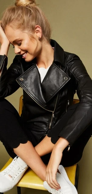Lizia leather on sale biker jacket